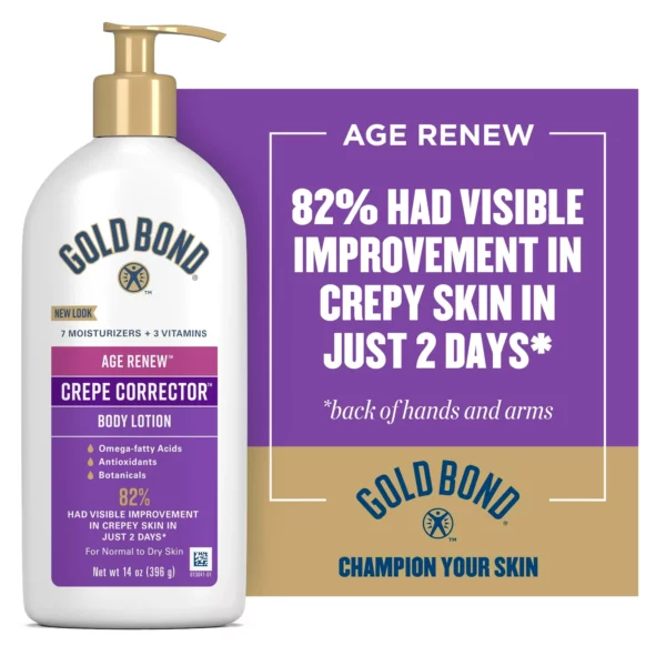 Crème Anti-Crêpe Gold Bond Age Renew, Lotion Hydratante Mains, Corps et Visage, 397 g – Image 4