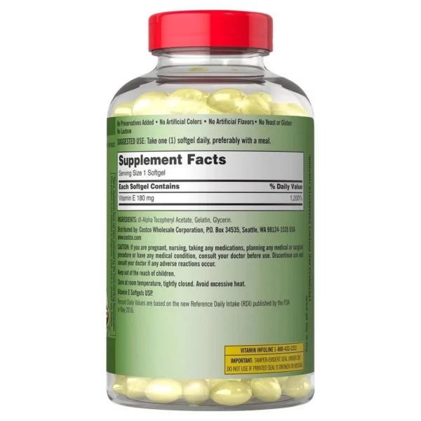 Kirkland Signature Vitamine E 180 mg, 500 Capsules Molles – Image 3