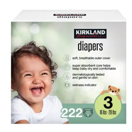 Couches Taille 3 (7Kg et Plus) Kirkland Signature, Confort et Protection Pour Bébé, 222 Unités