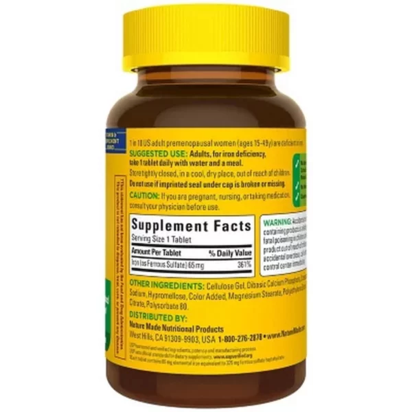 Nature Made - Fer 65 mg (Sulfate Ferreux) , 365 Comprimés – Image 3