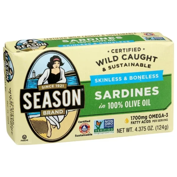 Sardines Sans Peau Ni Arêtes S l’Huile d’Olive Extra Vierge Season 124g