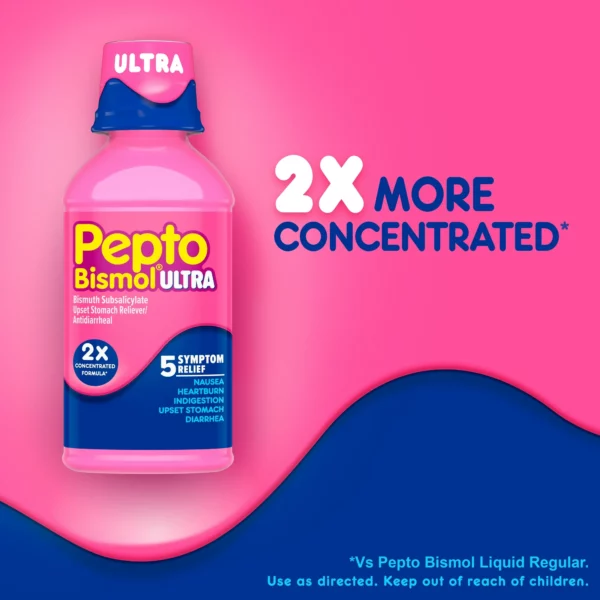 Pepto Bismol Ultra En Liquide - Soulagement Nausée, Brûlures d’Estomac, Indigestion, Diarrhée... Saveur Cerise, 354 ml – Image 5