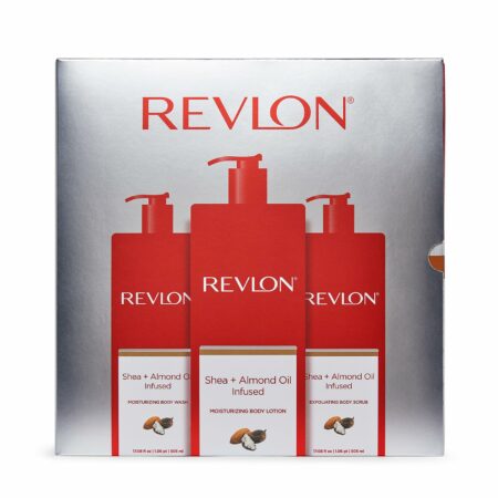 REVLON Kit Complet Gel Douche, Lait de Corps, Gommage, Hydratant au Karité & Amande