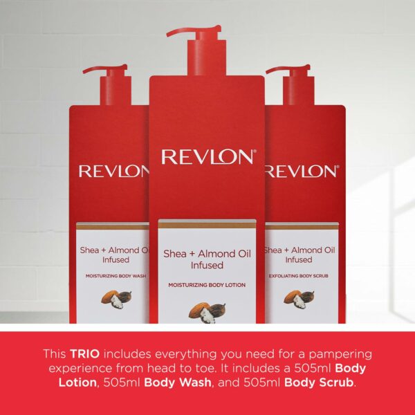 REVLON Kit Complet Gel Douche, Lait de Corps, Gommage, Hydratant au Karité & Amande – Image 5