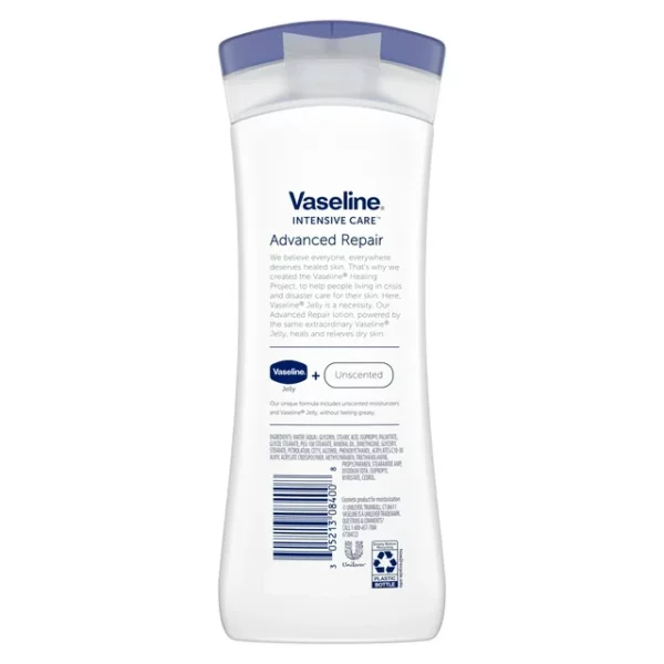 Lait de Corps Vaseline Intensive Care Advanced Repair Sans Parfum, 295 ml – Image 2