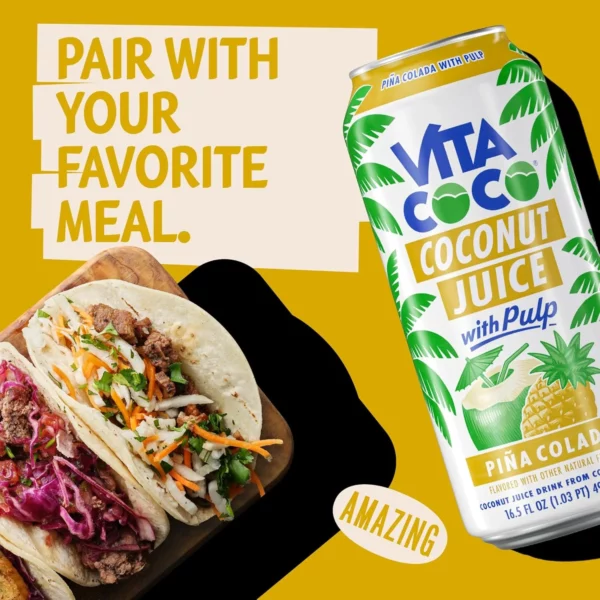 Jus de Coco Vita Coco Pina Colada avec Pulpe, 490ml – Image 2