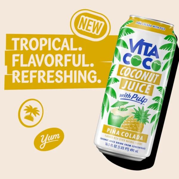 Jus de Coco Vita Coco Pina Colada avec Pulpe, 490ml – Image 4