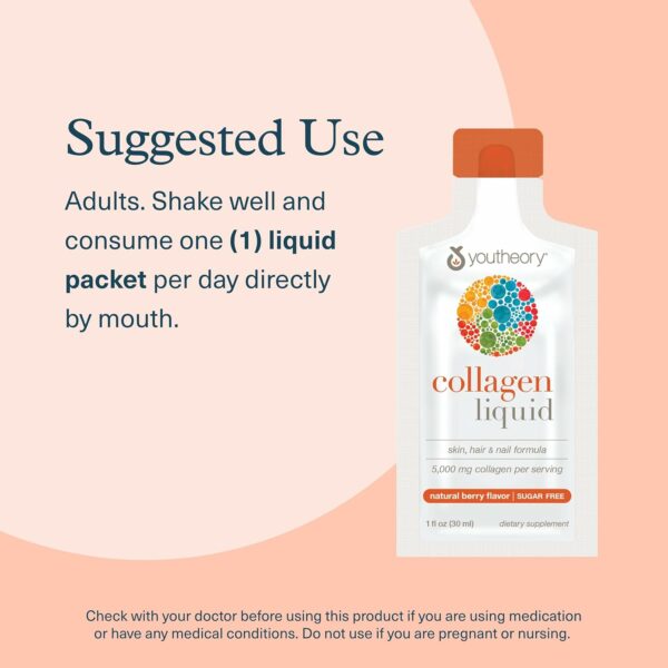 Collagène Youtheory en Liquide - Beauté De La Peau, Des Cheveux et Des Ongles, Saveur Fruits Rouges, 30 sticks – Image 3