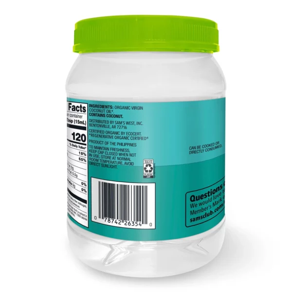 Huile de Coco Bio Member's Mark Virgin, Qualité Supérieure 1,66 L – Image 3
