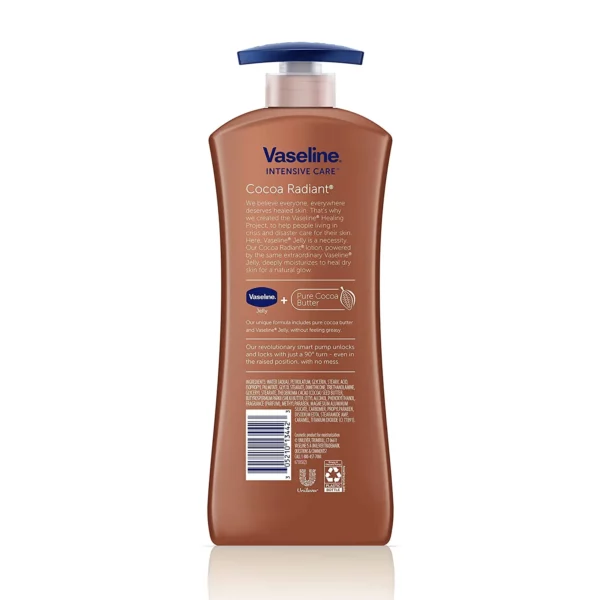 Lait de Corps Vaseline Cocoa Radiant Body Lotion, Au Beurre de Cacao, 599 mL – Image 4