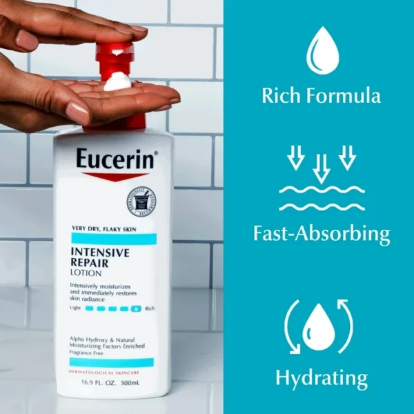 Lotion Corps Eucerin Intensive Repair, Hydratante Sans Parfum, 500 ml – Image 2