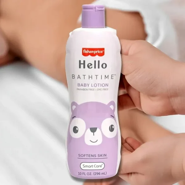 Lotion Hydratante Bébé Fisher-Price Hello Bath Time, Sans Parabènes, Sans Colorants, 296 ml – Image 2
