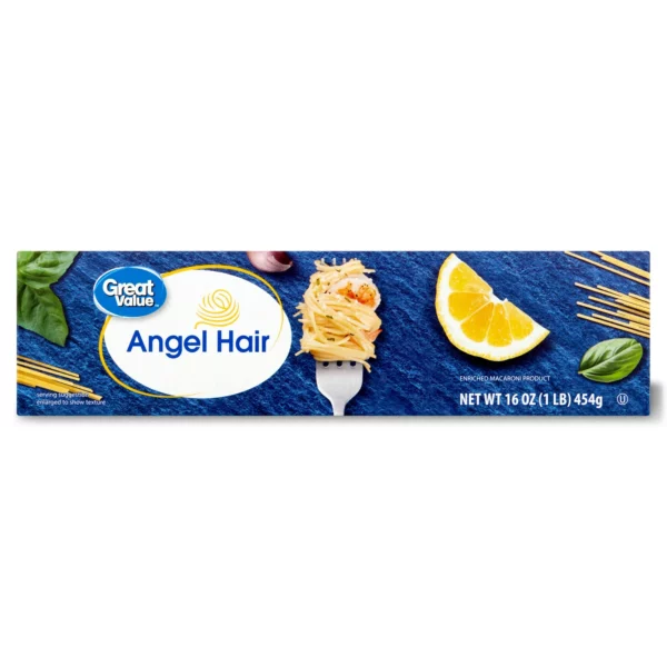 Spaghetti, Pâtes Fines Great Value Angel Hair, Longue Conservation, 454g