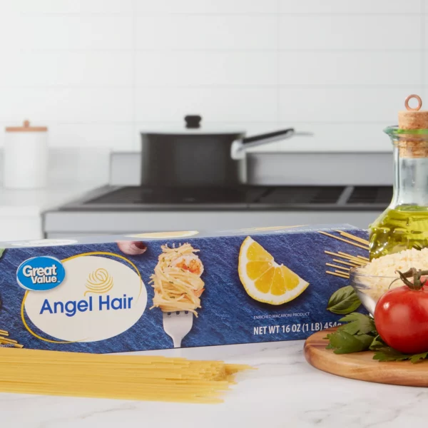 Spaghetti, Pâtes Fines Great Value Angel Hair, Longue Conservation, 454g – Image 2