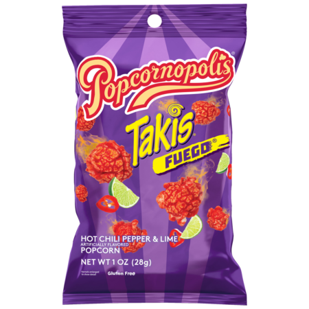 Takis Fuego Popcornopolis - Popcorn Épicé au Piment Fort & Citron Vert, 28 g
