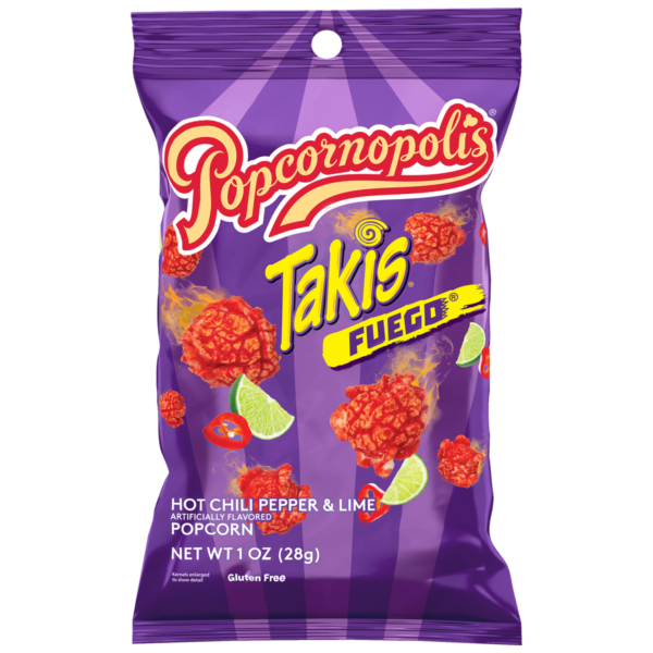 Takis Fuego Popcornopolis - Popcorn Épicé au Piment Fort & Citron Vert, 28 g