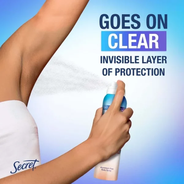 Déodorant Corps Secret Whole Body Pour Femme Sans Aluminium Spray Pêche Vanille, Protection 24h, 99g – Image 2