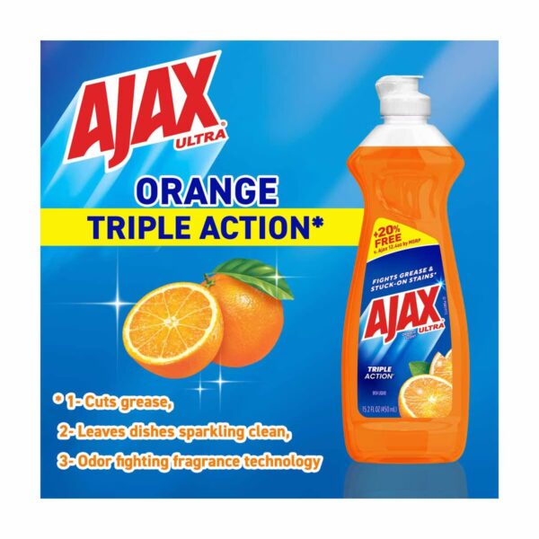 Ajax Ultra Triple Action - Liquide Vaisselle Parfum Orange, 450 mL – Image 9