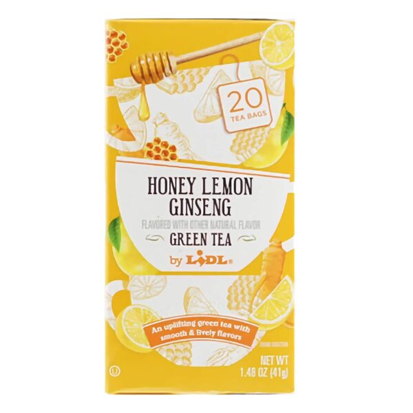 Thé Vert Aromatisé LiDL, Saveur Miel, Citron & Ginseng, 20 Sachets, 42g
