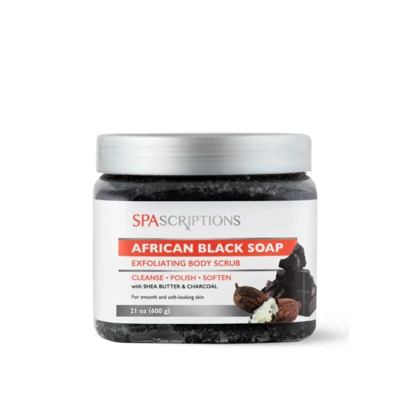 Gommage Corps au Savon Noir Africain Spascriptions, Exfoliant Doux, 600g