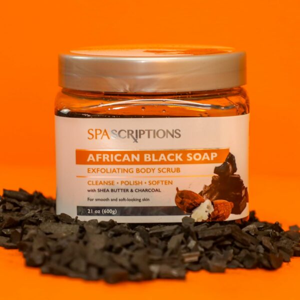 Gommage Corps au Savon Noir Africain Spascriptions, Exfoliant Doux, 600g – Image 3