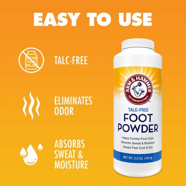Poudre Pour Pieds Sans Talc Arm & Hammer, Contrôle Odeurs & Humidité, 142g – Image 4
