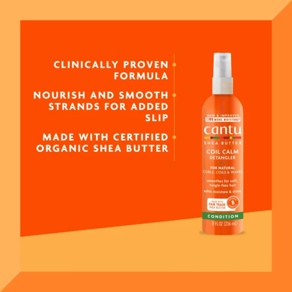 Démêlant Cantu, Cheveux Bouclés, Beurre de Karité Coil Calm, 236 mL – Image 6