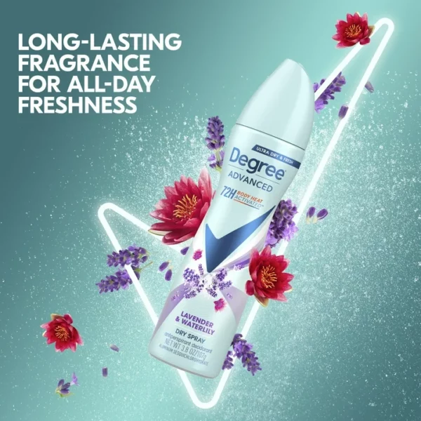 Degree Déodorant Femme Anti-Transpirant  Dry Spray Lavande & Nénuphar, 107g – Image 4