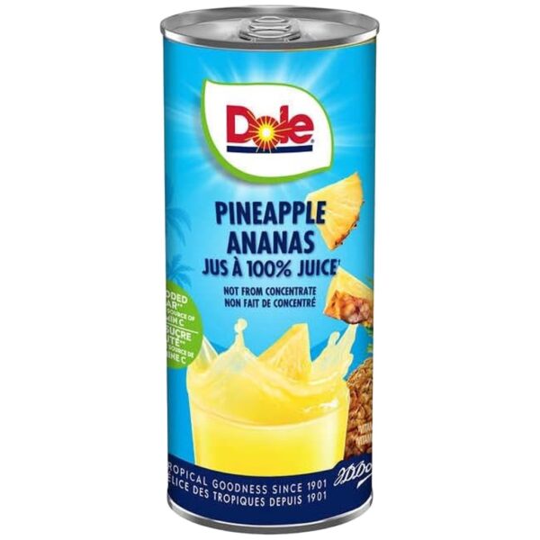 Jus d'Ananas Dole 100% Naturel en Canette, Sans Sucre Ajouté, 240 mL