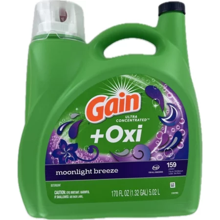 Liquide Lessive  Gain + Oxi Ultra Concentrée Moonlight Breeze, Nettoyage Profond, 5,02L
