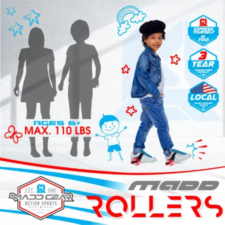 Rollers Chaussures à Roulettes Madd Gear Roues LED, Réglable