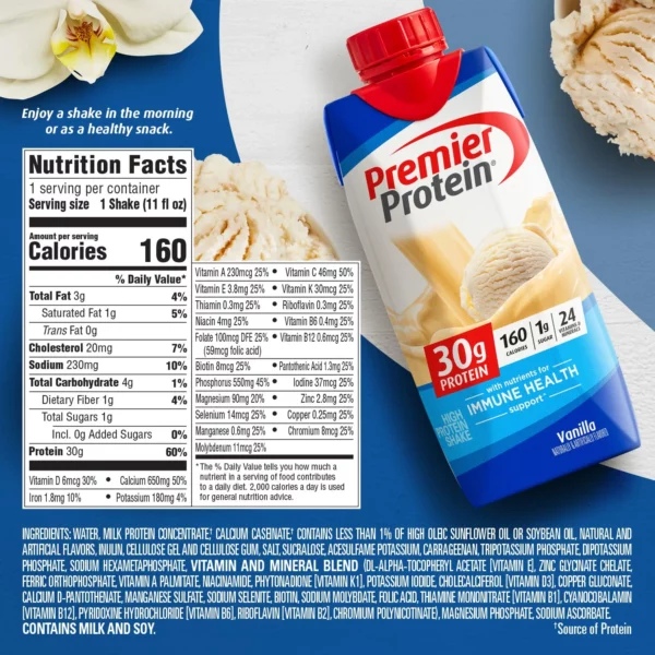 Premier Protein, Shake Protéiné Vanille, 30g de Protéine, 325 mL – Image 8