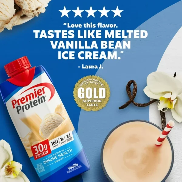 Premier Protein, Shake Protéiné Vanille, 30g de Protéine, 325 mL – Image 3