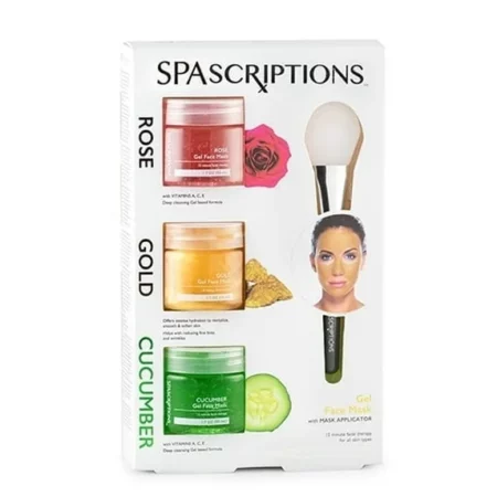 Masques Gel SpaScriptions Gold, Rose & Concombre, Soin Visage (Lot de 3)