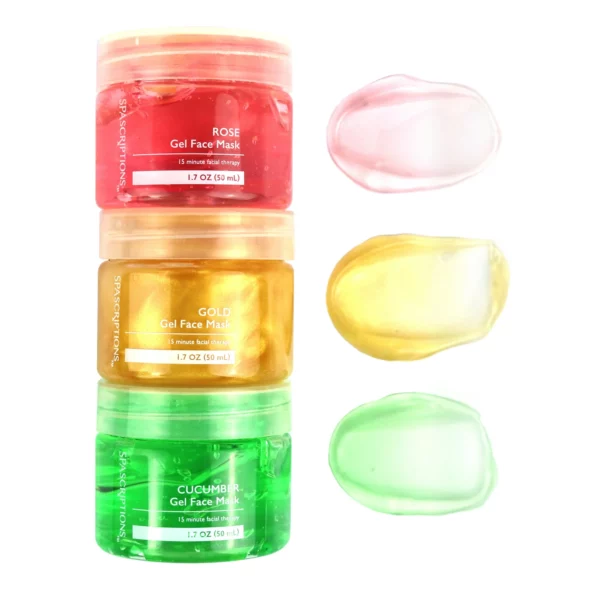 Masques Gel SpaScriptions Gold, Rose & Concombre, Soin Visage (Lot de 3) – Image 2