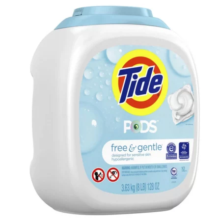 Tide Pods HE Lessive en Capsules Free & Gentle, Hypoallergénique, 152 Unités