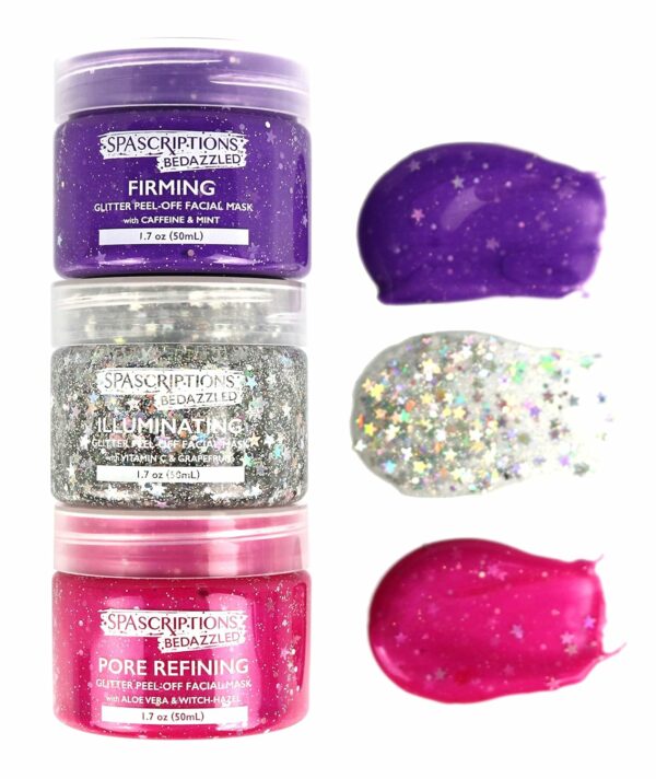 Pack Masque Peel-Off Pailleté SpaScriptions BeDazzled, Soin Visage Raffermissant & Pores – Image 4