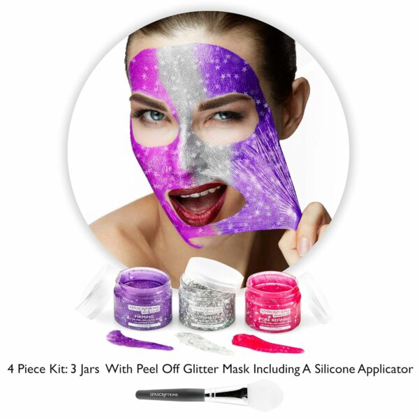 Pack Masque Peel-Off Pailleté SpaScriptions BeDazzled, Soin Visage Raffermissant & Pores – Image 7