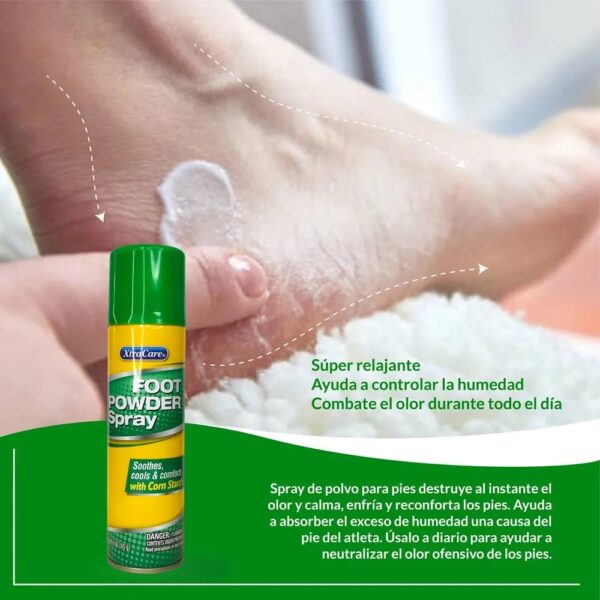 XtraCare Spray Poudre Pour Pieds, Absorbe Humidité & Contrôle Odeurs, 85g – Image 2