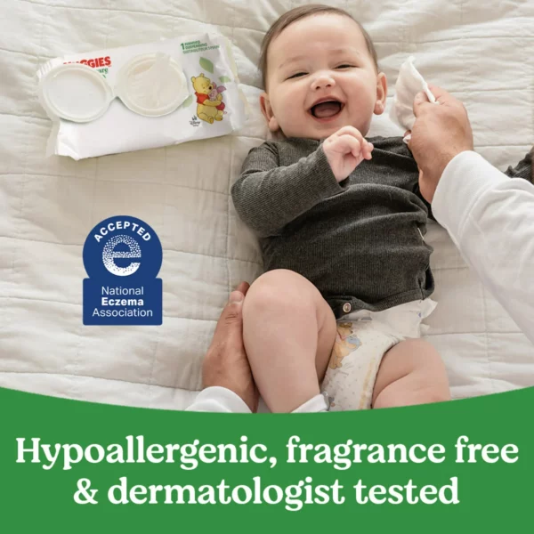 Huggies Lingettes Bébé Natural Care Sensitive Sans Parfum, Pour Peaux Sensibles – Image 3