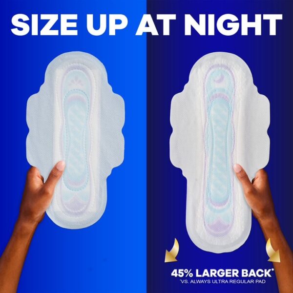 Always - Serviettes Hygiéniques Ultra Mince, Nuit Ailées (Taille 4), Maxi Pack, 80 Unités – Image 3