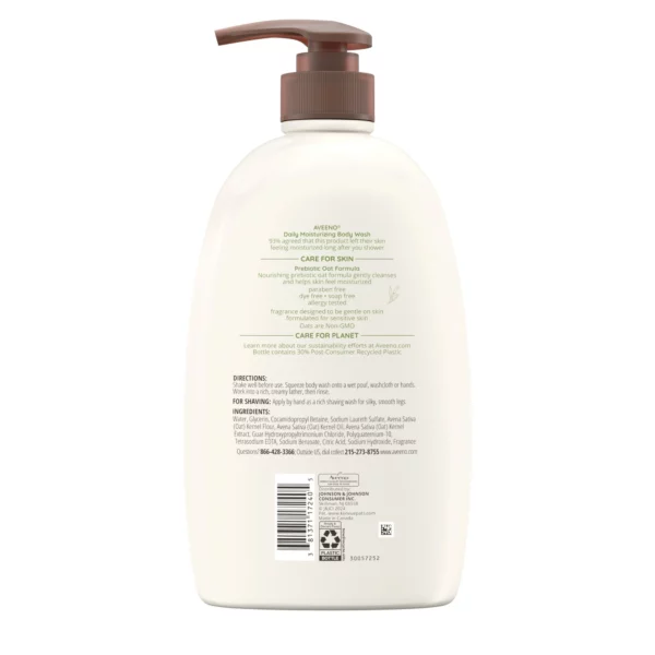 Aveeno - Gel Douche & Exfoliant, Hydratant Quotidien, Avoine Prébiotique, 975 mL – Image 4