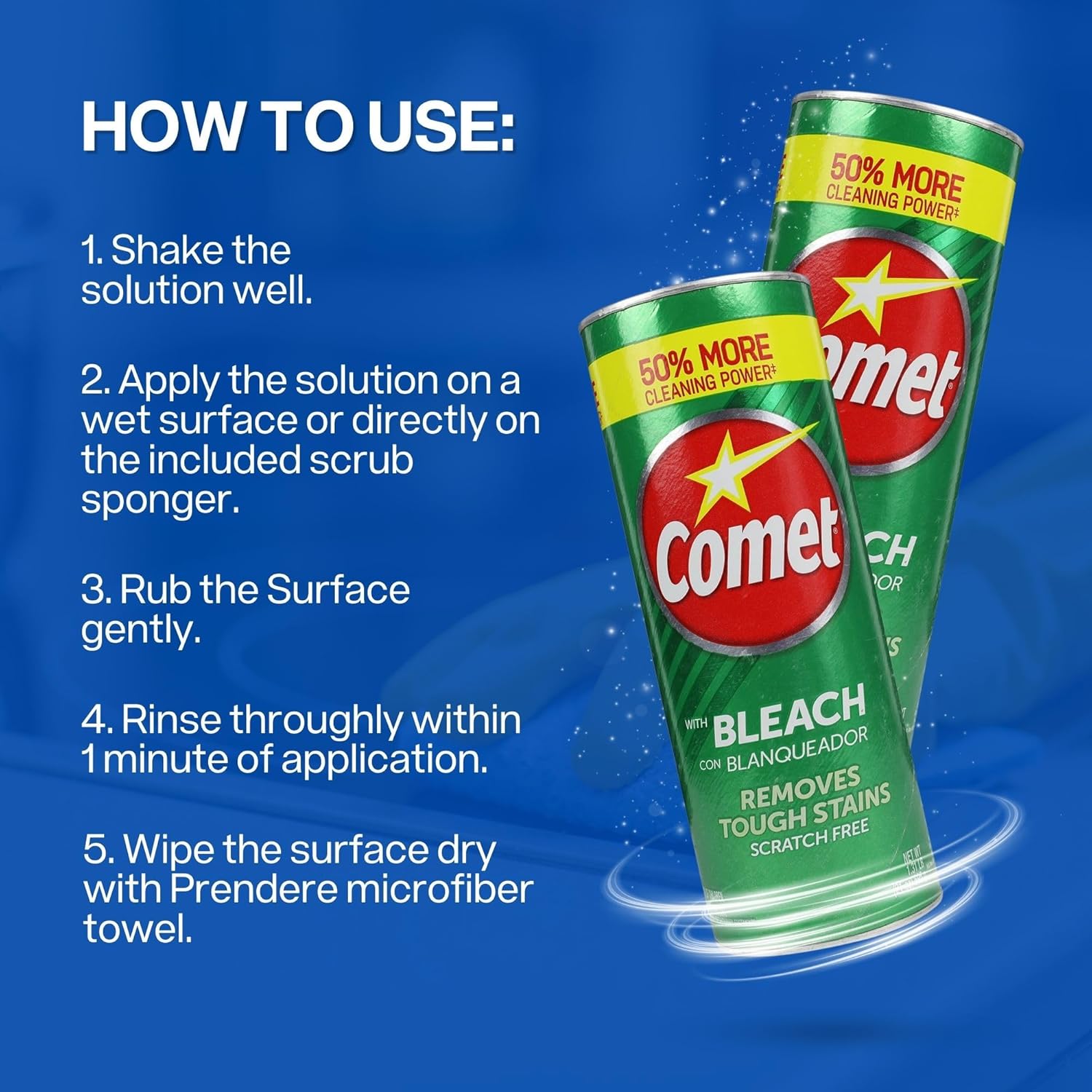 Poudre à Récurer Comet avec Javel, Nettoyant Cuisine & Salle de Bain, 794g – Image 4