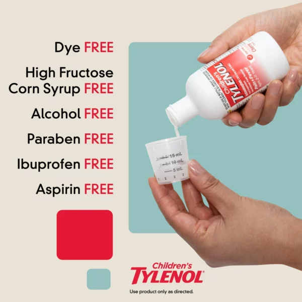 Tylenol Enfant, Douleur & Fièvre, Sans Colorant, Cerise, 120 mL – Image 2