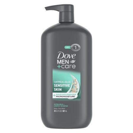 Dove Men+Care - Gel Douche & Nettoyant Visage, Peau Sensible, 887 mL