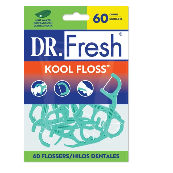 Fil Dentaire sur Manche Dr. Fresh Kool Floss, Menthe, 60 Unités