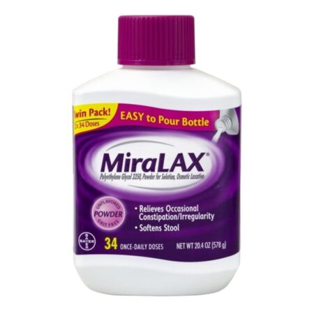 Poudre Laxative MiraLAX, Soulagement Doux Constipation, 34 Doses