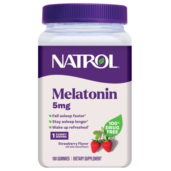 Mélatonine Natrol 5mg Gummies, Aide au Sommeil Rapide, 180 Gommes