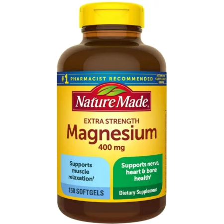Nature Made - Magnésium Extra Fort 400 mg, Sommeil, Muscles et Énergie, 150 Gélules Liquides