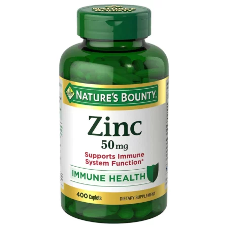 Zinc Nature's Bounty 50mg, Soutien Immunitaire & Peau, 400 Gélules